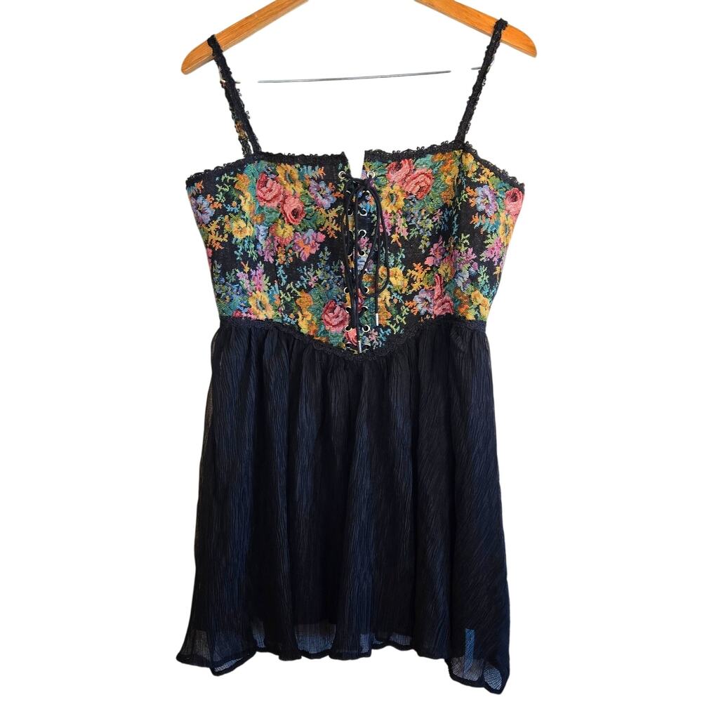 Size L – Cider floral brocade corset mini dress NWT